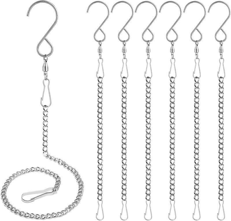 Tsocent Swivel Hooks, 6 Pack 360° Hanging Swivel Hooks with 12.9in Extended Chain for Outdoor Wind Spinners, Wind Chimes, Windsock and Crystal Twisters Parts Supplies (6 Pack) - Image 1